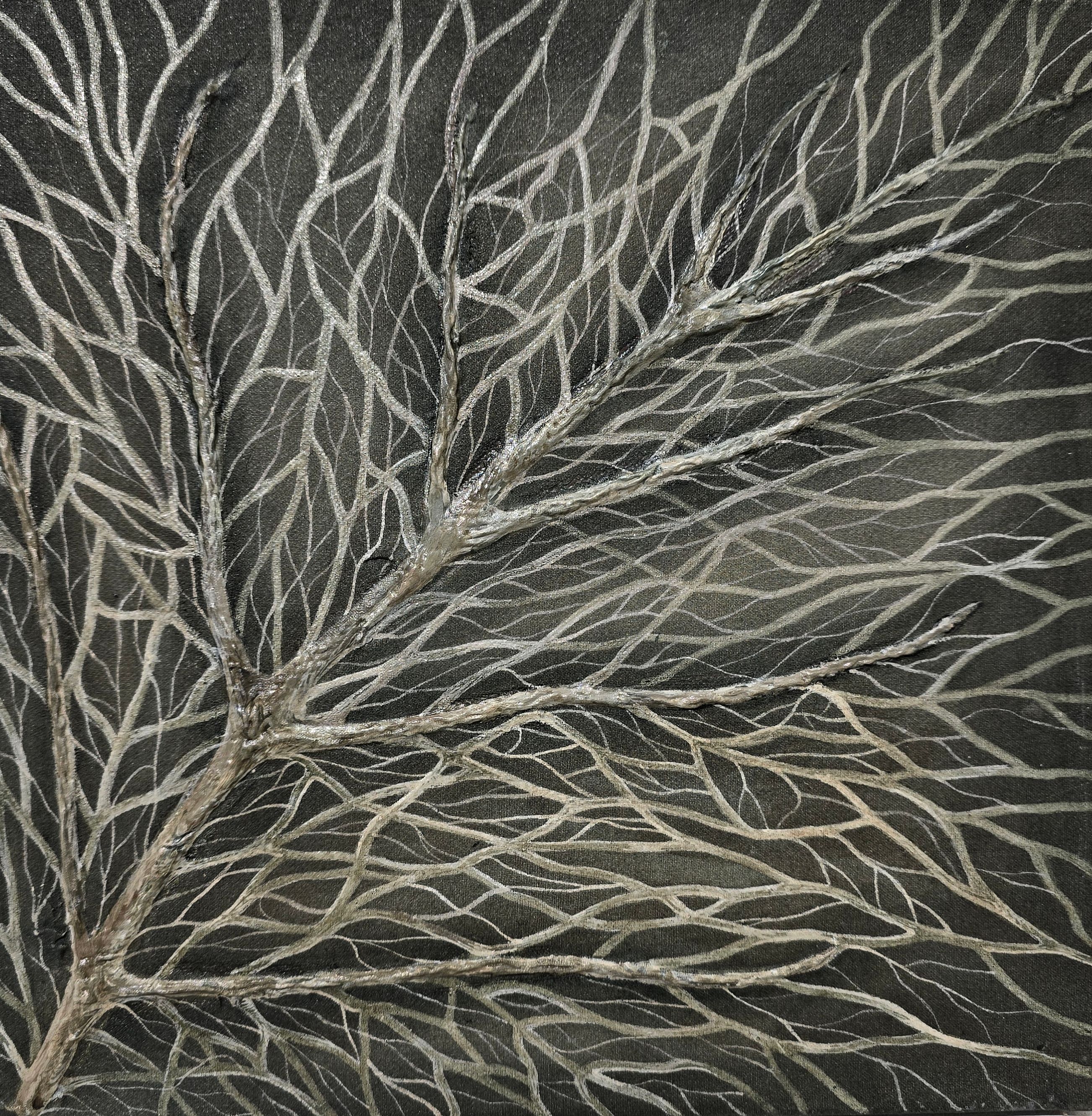 FICTIONAL LANDSCAPE 6, Paint, ink drawings and fabric relief on Canvas